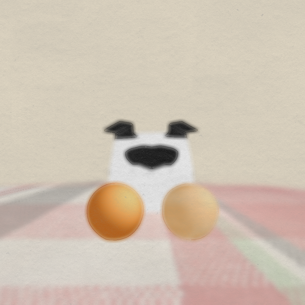 Render of 2 spheres and a dog-like creature.